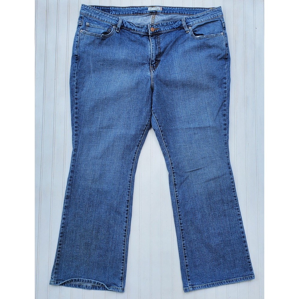 Levis 580 Boot Cut Blue Jeans Womens 22W Short Medium Wash Stretch Denim